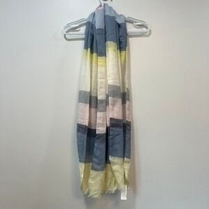 Talbots Scarf NWT $59 Stripe Blue Pink Cotton Accessory‎ Outerwear Lightweight